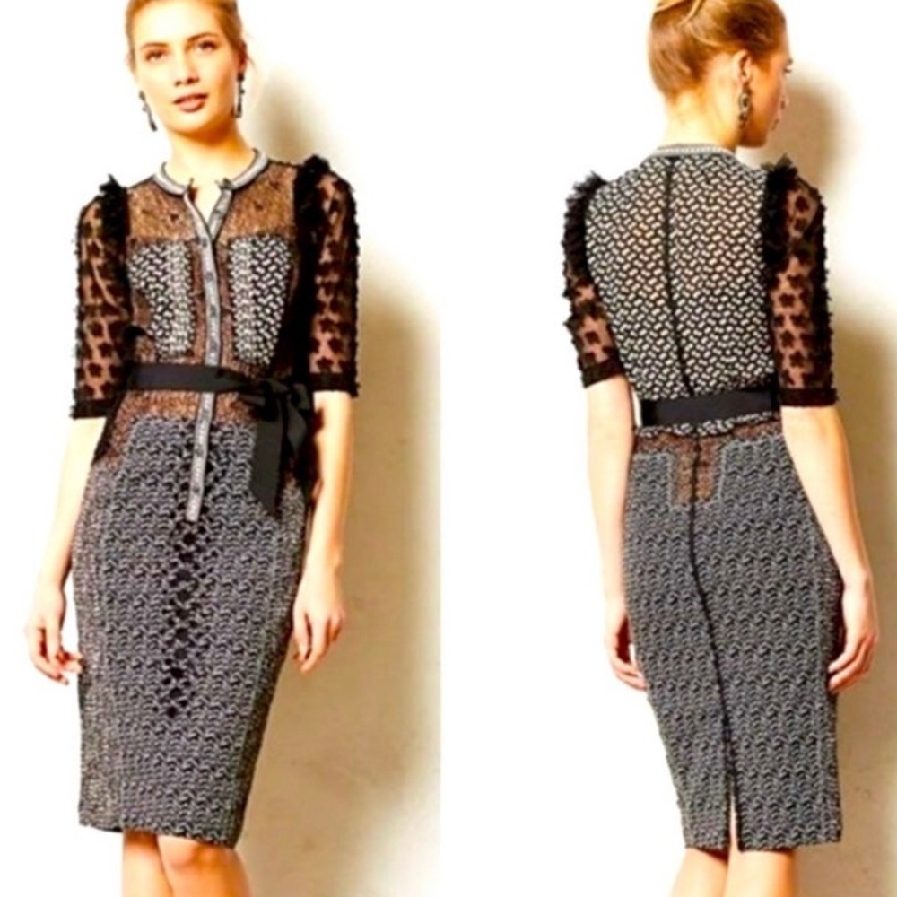 Byron Lars size 4 Elegant Black and Gray Lace Skirt